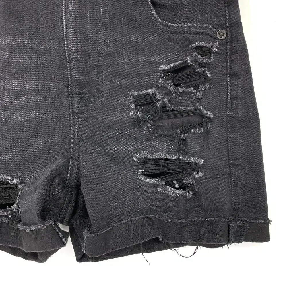 American Eagle Shorts Women's Size 0 Denim Super Hi-Rise Shortie Washed Black